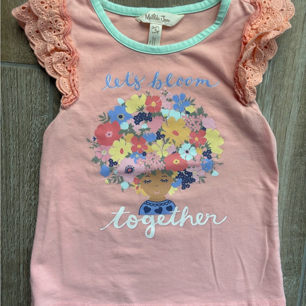 Girls' Matilda Jane Floral Graphic Top and Striped Shorts Set Size 4 - Picture 3 of 12